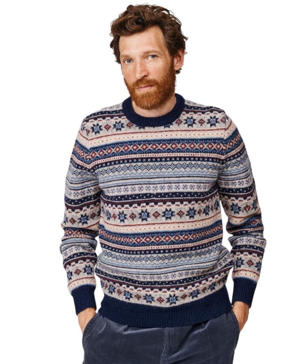 Men's Aubin Fairisle Crew Sweater - Blue / Ecru Mix