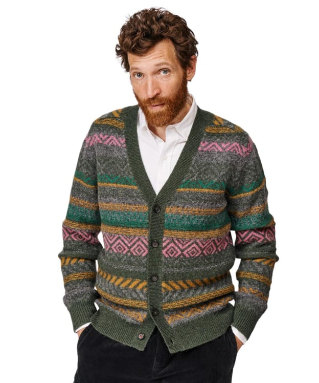 Men's Aubin Fairisle Cardigan - Khaki Mix