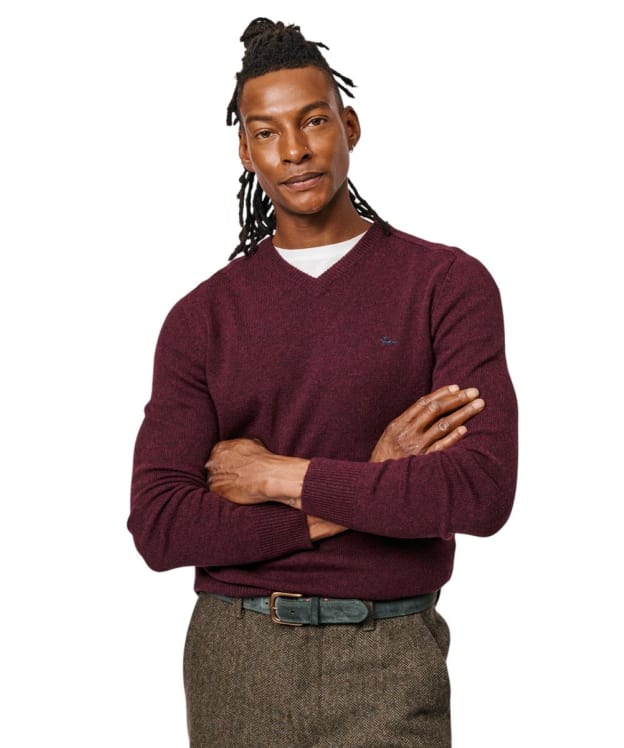 Men's Aubin Eastbourne V Neck Sweater - Port