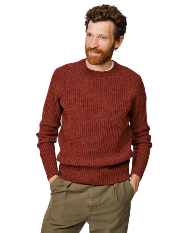 Men's Aubin Ray Fisherman Rib Crew Neck Sweater - Rust Mix