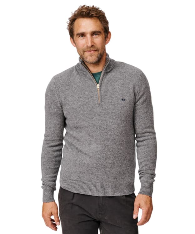 Men's Aubin Pepper Lambswool Zip Neck Sweater - Mid Grey