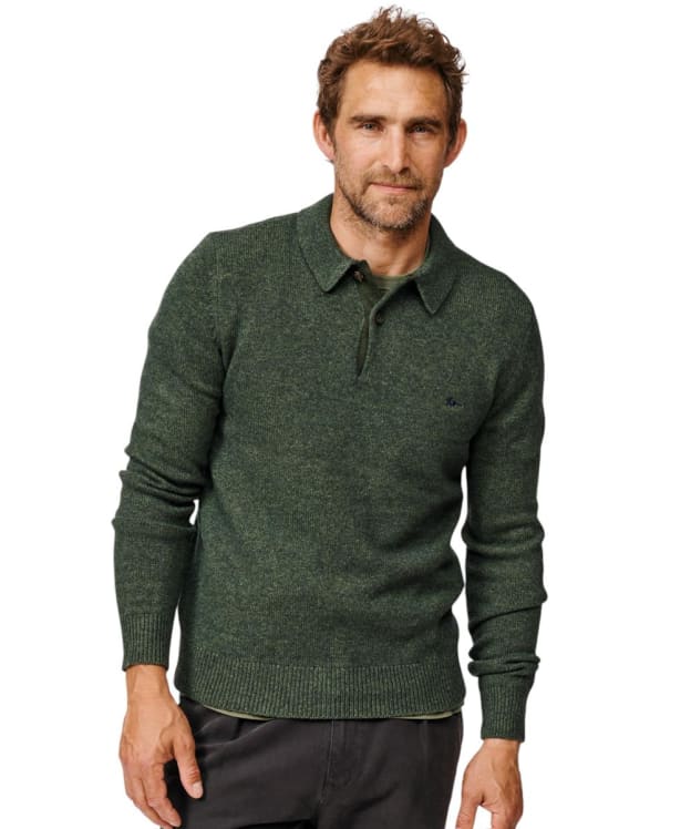 Men's Aubin Shore Lambswool Long Sleeve Knitted Polo - Khaki