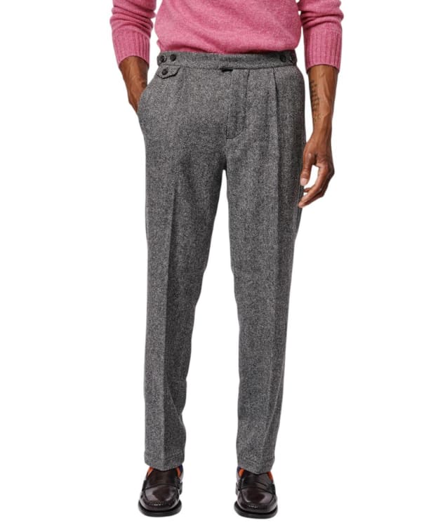 Men's Aubin Mareham Wool Suit Trouser - Grey Herringbone 