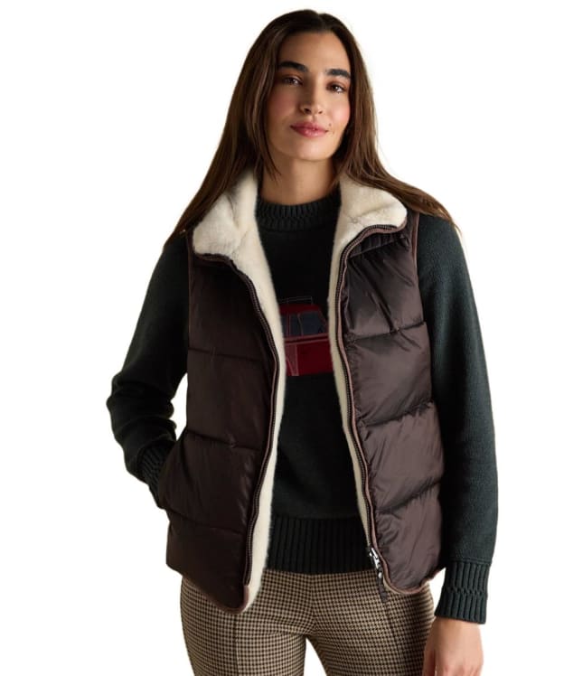 Women's Joules Reversible Faux Fur Gilet - Brown / Cream