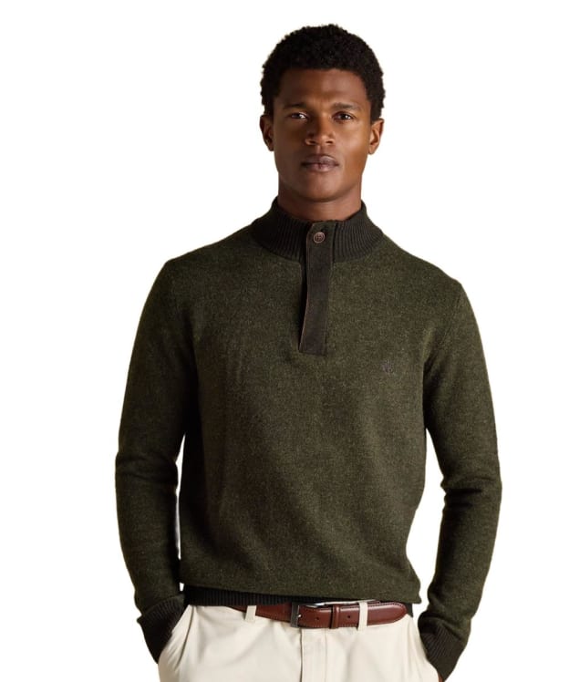 Men's Joules Highland Button Quarter Zip Jumper - Dark Green