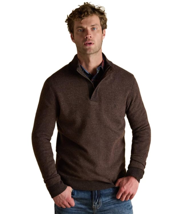 Men's Joules Highland Button Quarter Zip Jumper - Brown