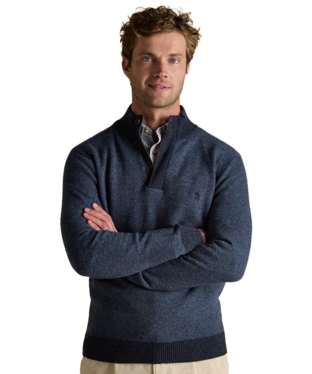 Men's Joules Highland Button Quarter Zip Jumper - Blue