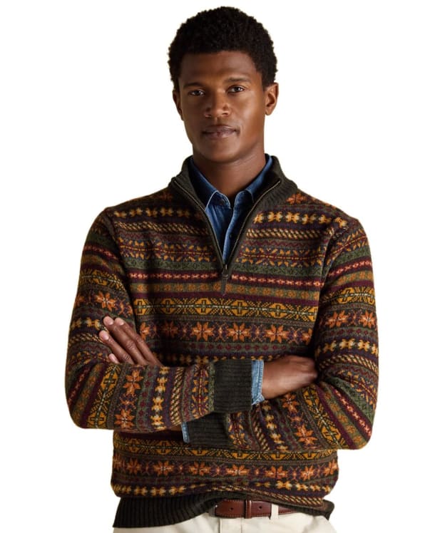 Men's Joules Milligan Quarter Zip Jumper - Green