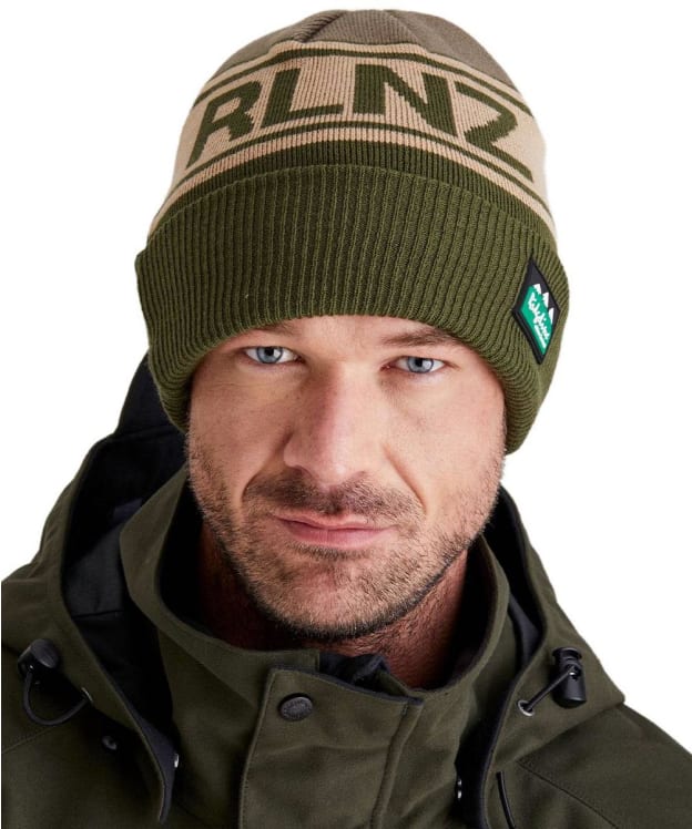 Ridgeline RLNZ Knitted Beanie Hat - Olive Multi Patchwork