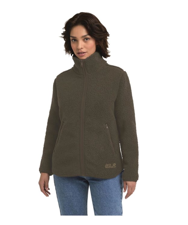 Women's Jack Wolfskin High Curl Sherpa Fleece Jacket - Obsidian Moss