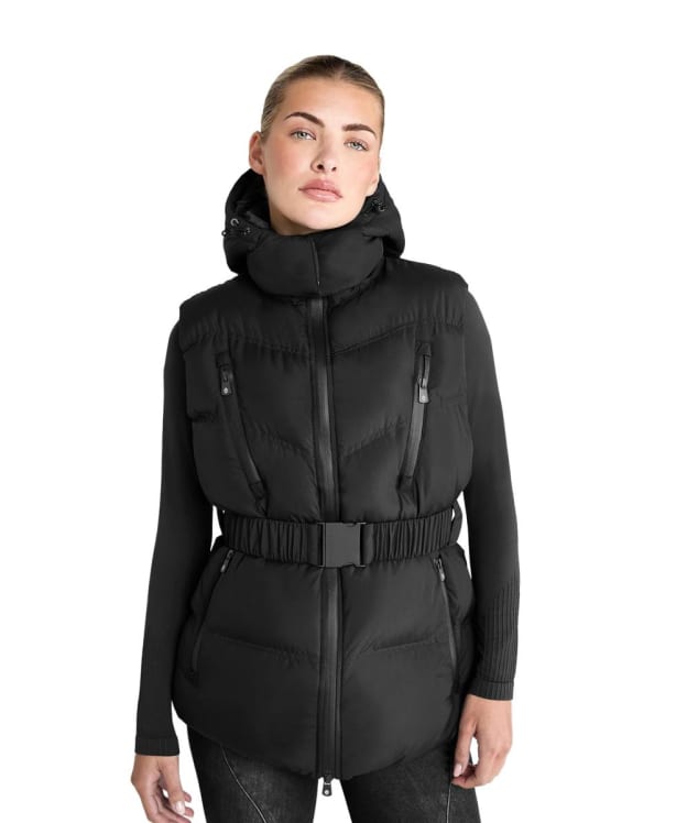 Women's Aztec Diamond Premium Belted Quilted Gilet - Black