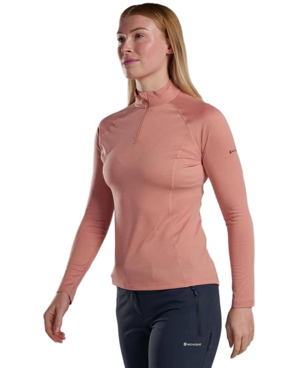 Women's Montane Dart Long Sleeve Zip Neck Top - Pink / Clay
