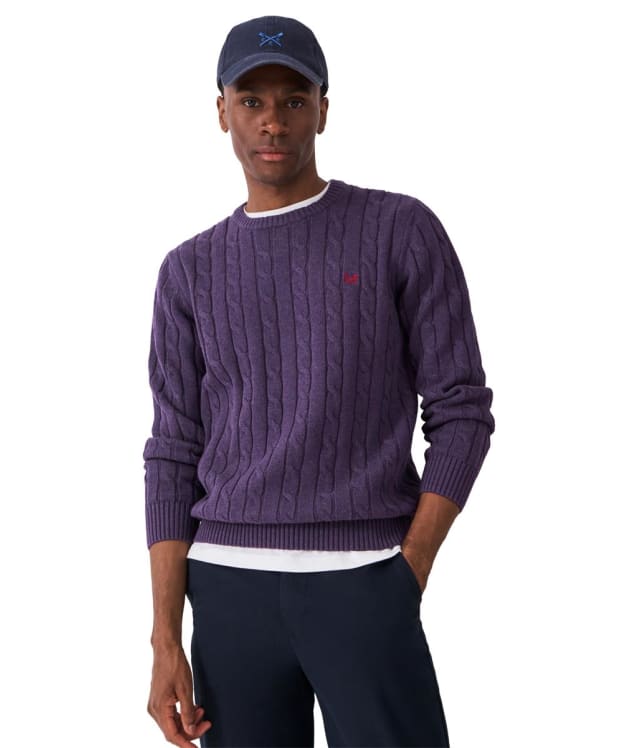 Men’s Crew Clothing Oarsman Cable Knit Crew Neck Jumper - Shadow Purple Marl