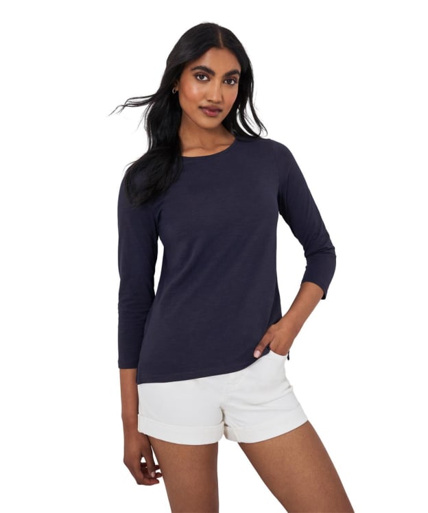 Women's Crew Clothing Crew Neck 3/4 Sleeve Slub T-Shirt - Navy