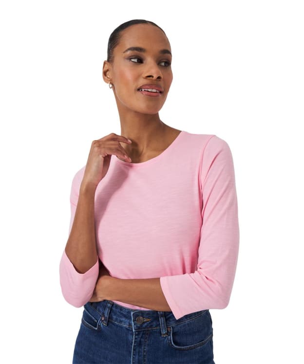 Women's Crew Clothing Crew Neck 3/4 Sleeve Slub T-Shirt - Pink