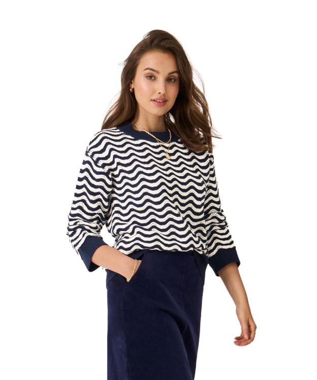 Women's Crew Clothing Bella Scallop Knit Jumper - White / Navy