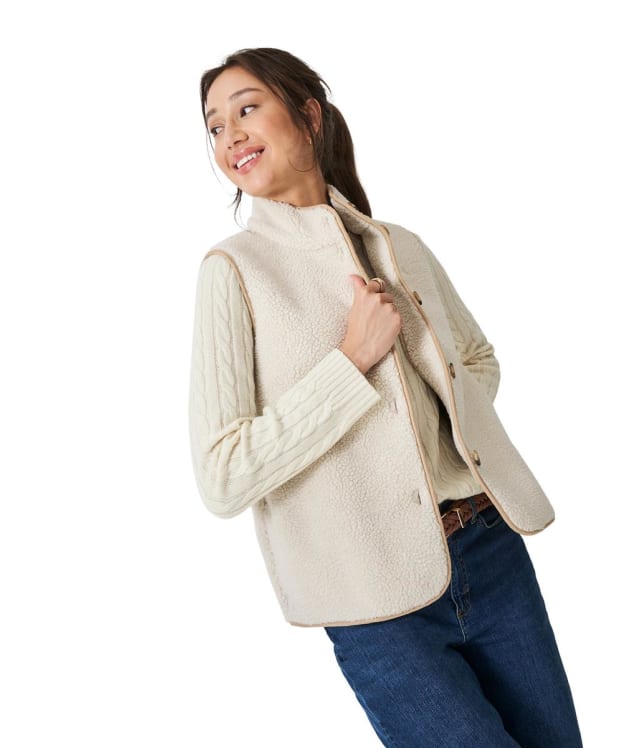Women's Crew Clothing Borg Fleece Gilet - Oatmeal