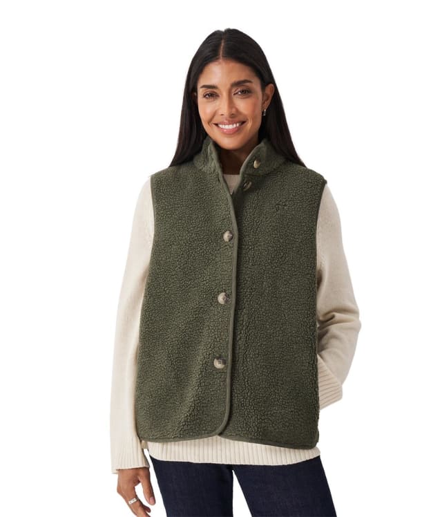 Women's Crew Clothing Borg Fleece Gilet - Green