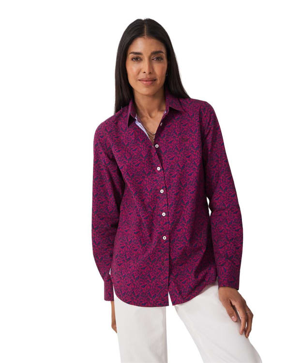 Women's Crew Clothing Lulworth Shirt - Berry Bird