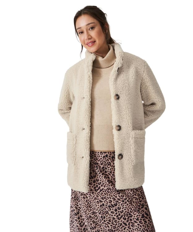 Women's Crew Clothing Borg Fleece Jacket - Oatmeal