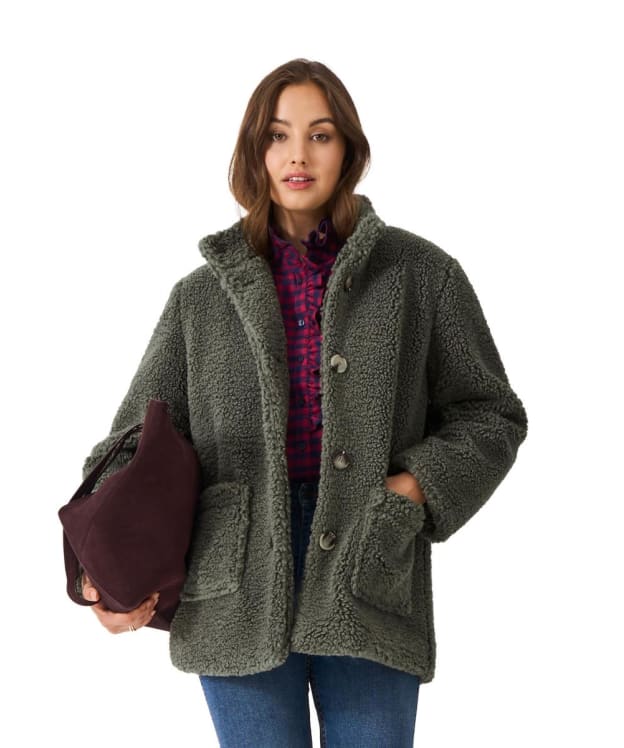 Women's Crew Clothing Borg Fleece Jacket - Green