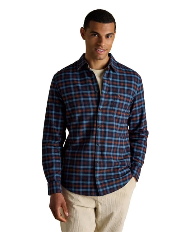 Men's Joules Brushed Flannel Shirt - Brown / Navy