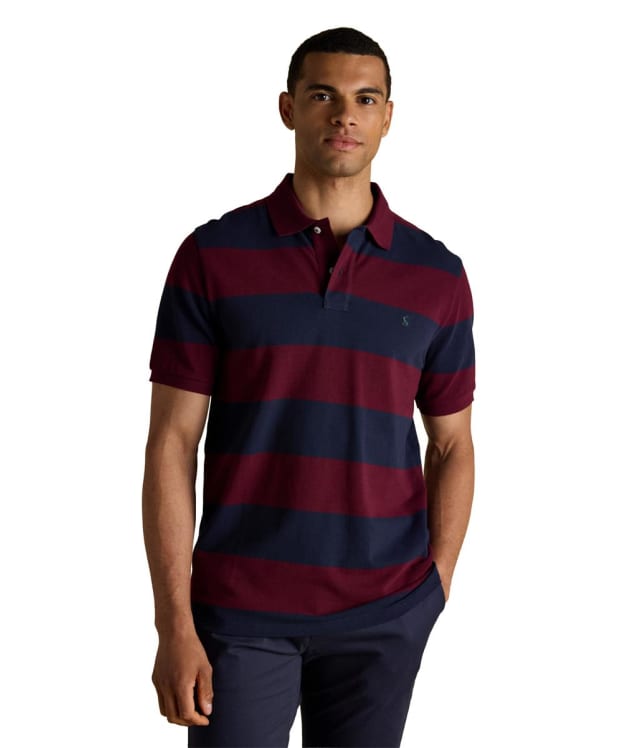 Men's Joules Woody Stripe Classic Fit Polo Shirt - Navy / Burgundy