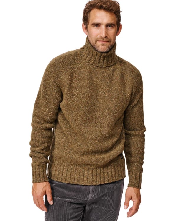 Men's Aubin Caster Donegal Roll Neck Sweater - Khaki