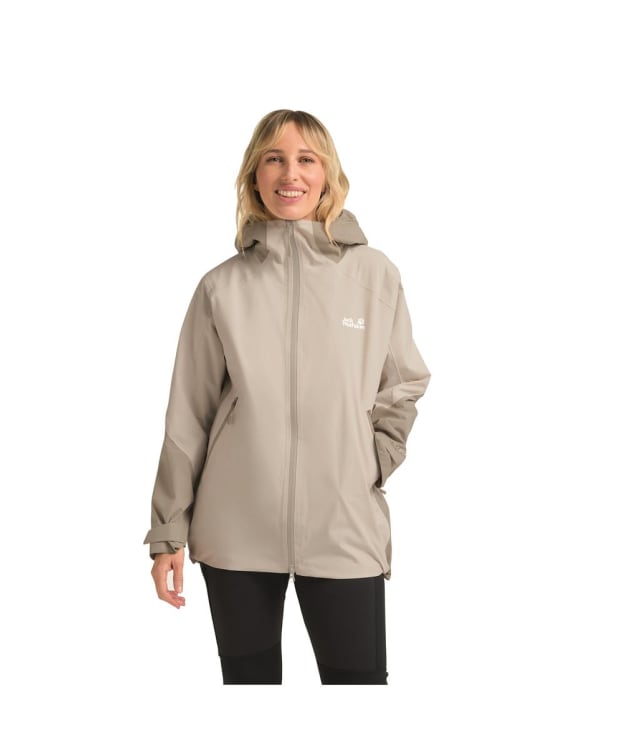 Women's Jack Wolfskin Unbound Adventure 2L Waterproof Jacket - Pale Sand