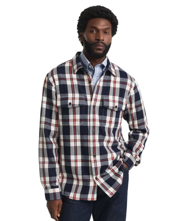 Men's GANT Heavy Twill Check Overshirt - Evening Blue
