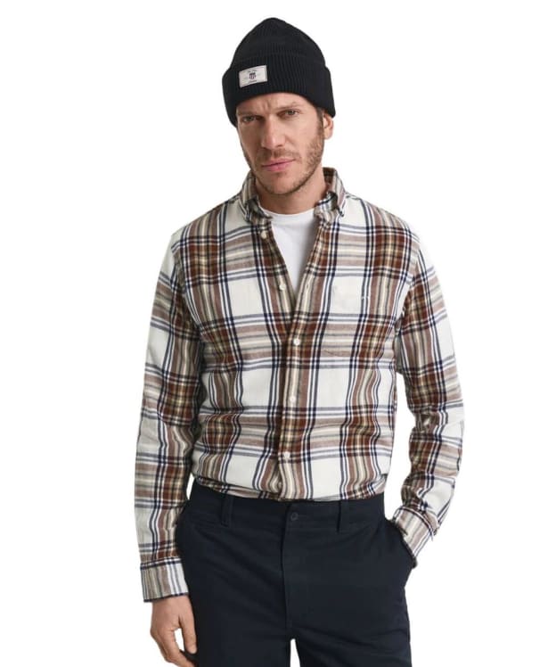 Men's GANT Regular Fit Windblown Flannel Check Shirt - Cream