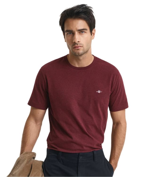 Men's GANT Regular Shield Short Sleeve Cotton T-Shirt - Bordeaux Melange