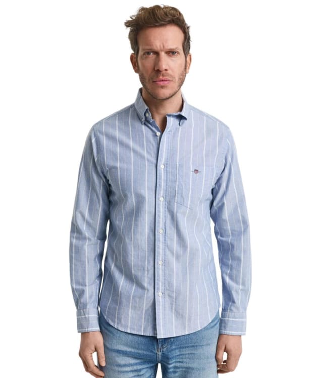 Men's GANT Regular Fit Classic Oxford Stripe Shirt - Rich Blue