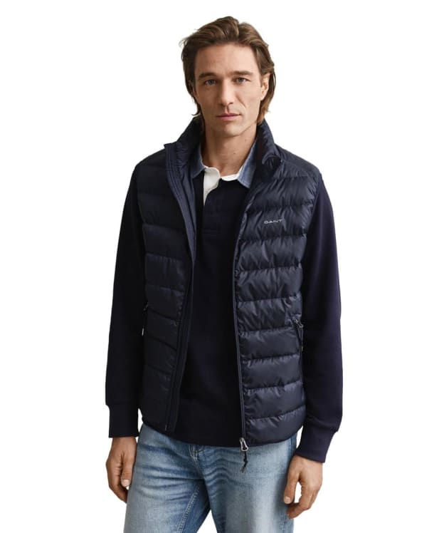 Men's GANT Light Down Vest Gilet - Evening Blue
