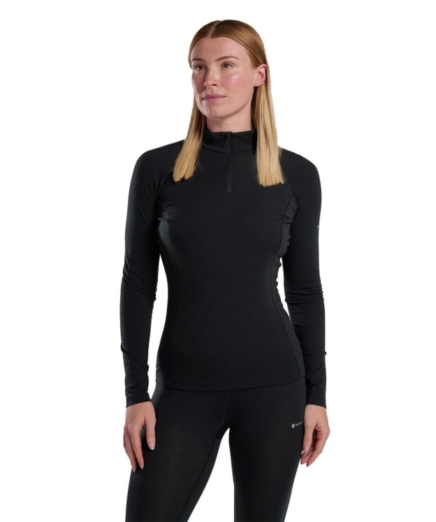 Women's Montane Malli Long Sleeve Merino Baselayer Zip T-Shirt - Black
