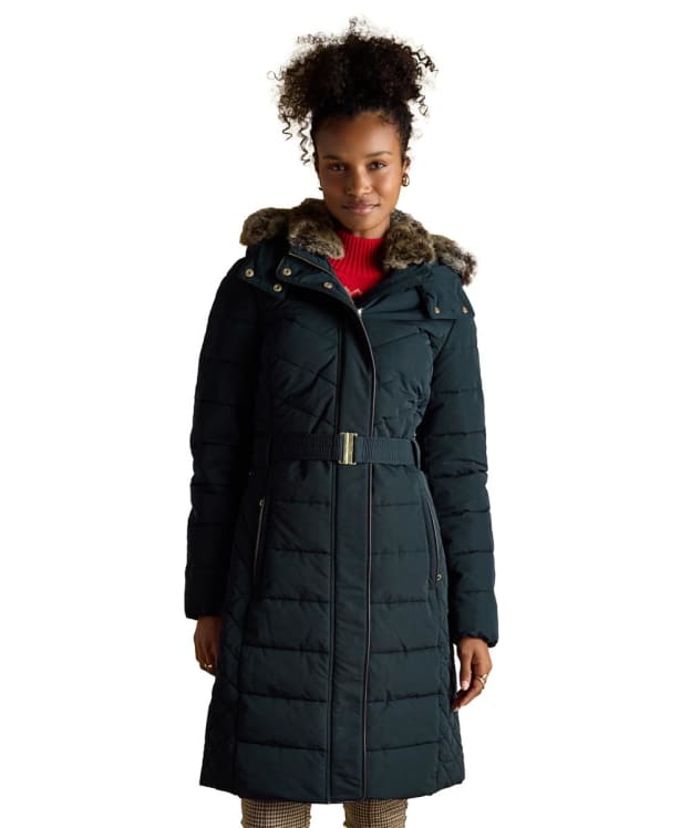 Women's Joules Showerproof Longline Padded Coat - Navy