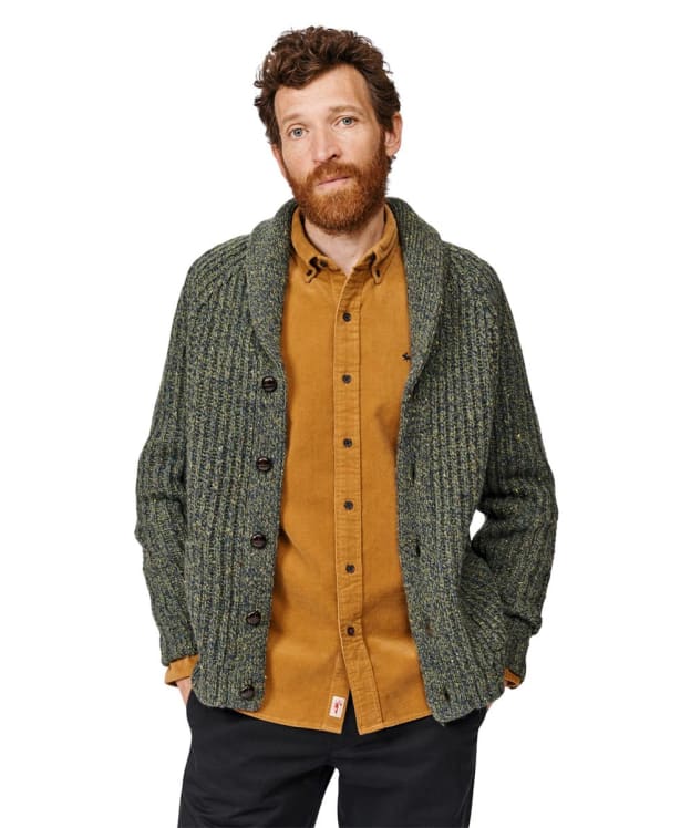 Men's Aubin Priory Fisherman Rib Shawl Collar Cardigan - Khaki