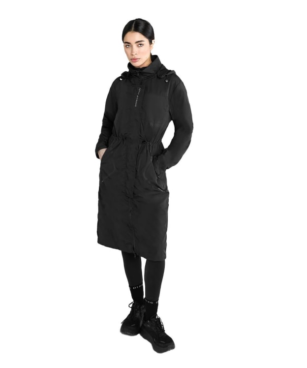 Women's Aztec Diamond Fleece Lined Waterproof Rain Jacket - Black