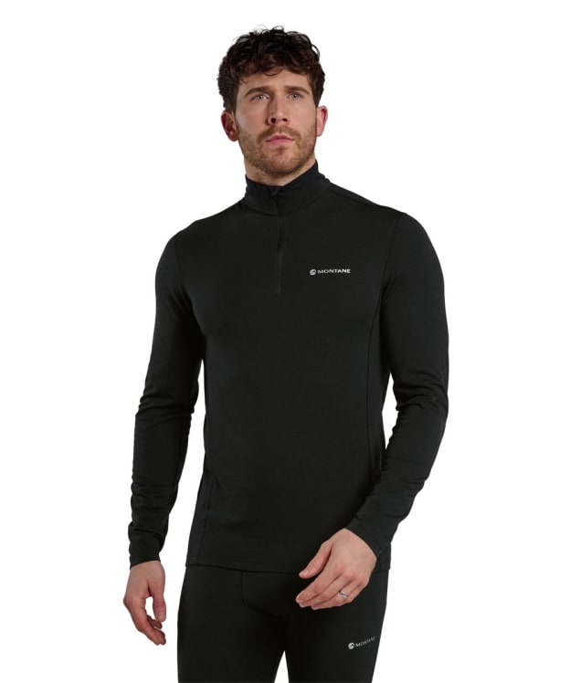 Men's Montane Malli Long Sleeve Zip Neck Base Layer T-Shirt - Black