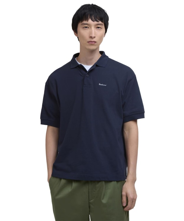 Men's Barbour Hexham Oversized Polo Shirt - Navy