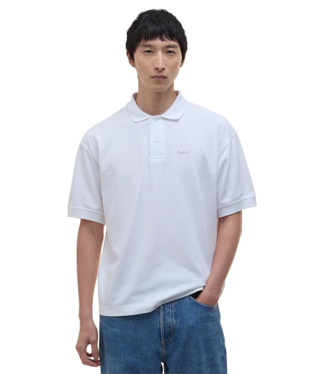 Men's Barbour Hexham Oversized Polo Shirt - White