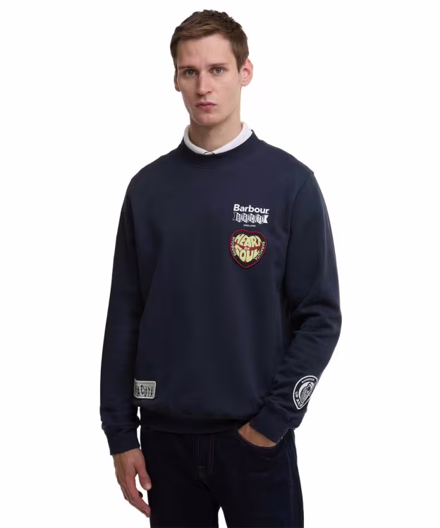 Men's Barbour X Baracuta Northern Regular Crew Neck Sweatshirt - Navy
