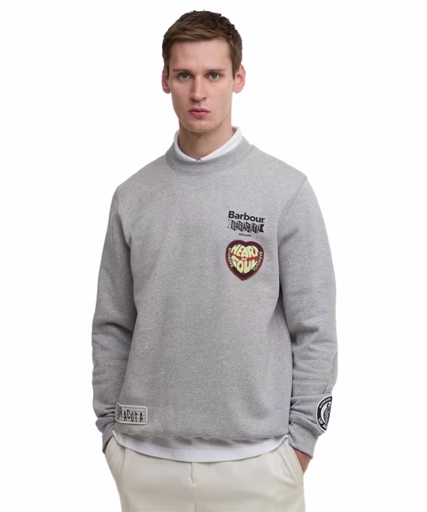 Men's Barbour X Baracuta Northern Regular Crew Neck Sweatshirt - Grey Marl