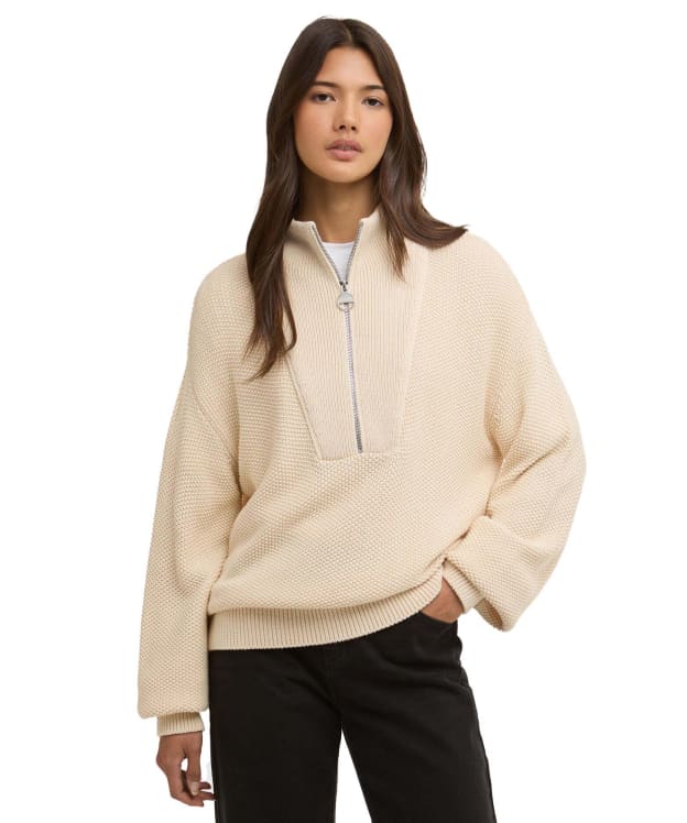 Women's Barbour International Rae Knitted Jumper - Bone White