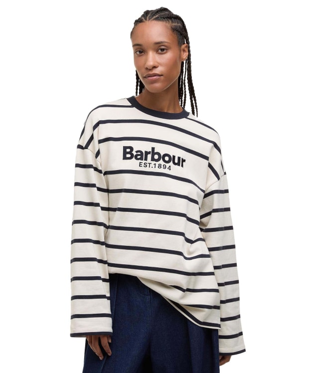 Women's Barbour Maeve Top - Ecru / Dark Navy Stripe