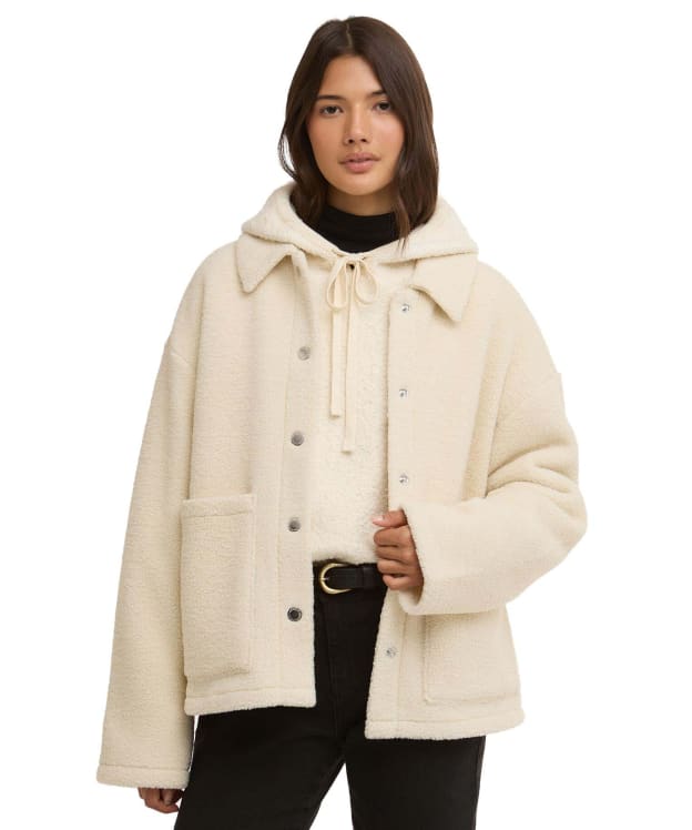 Women's Barbour International Rae Fleece Overshirt - Bone White