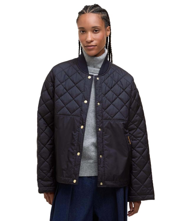 Women's Barbour Wetherby Quilted Jacket - Dark Navy / Dress Tartan