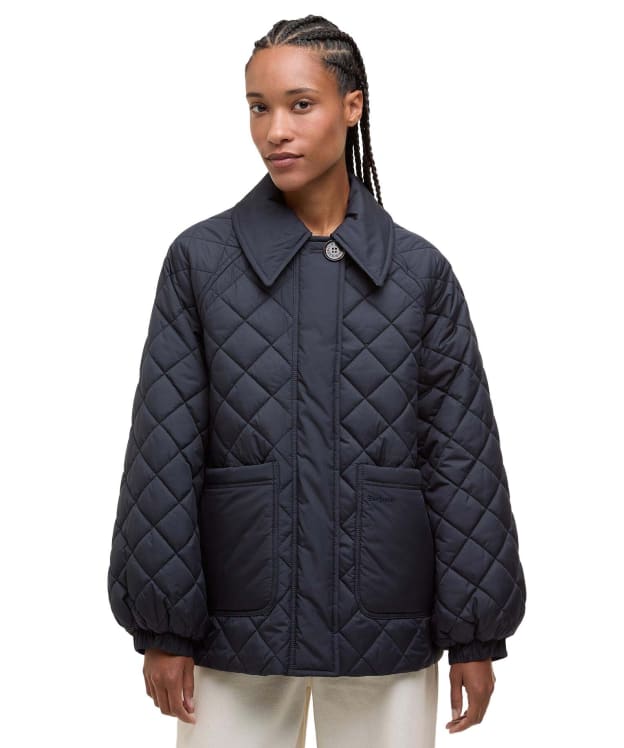 Women's Barbour Laoise Quilted Jacket - Dark Navy / Ancient Tartan