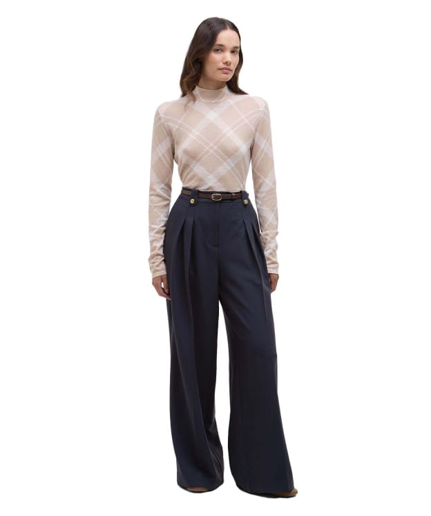 Women's Barbour Avery Wide Leg Trousers - Dark Navy