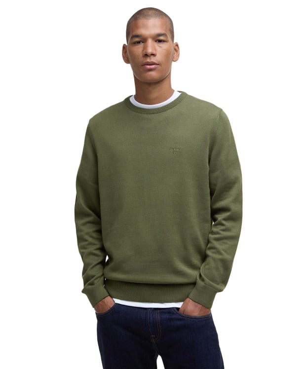 Men's Barbour Pima Cotton Crew Neck Sweater - Wintermoss